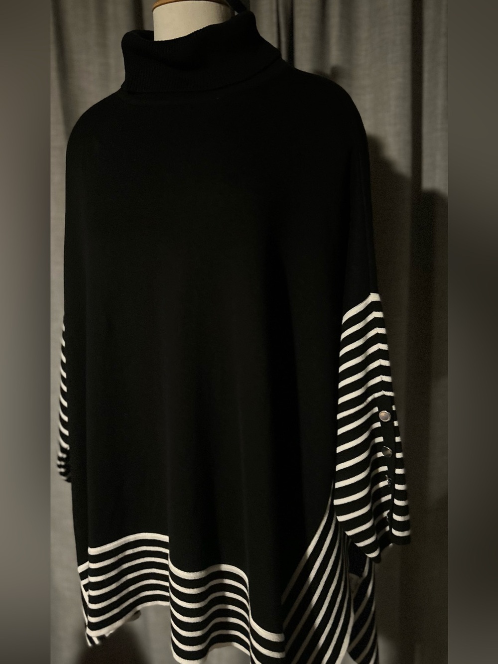 The Limited Black Tunic with White Stripe Accents